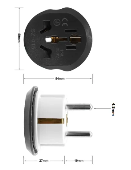 Steckdose Adapter 3-to-2 pins Universal Converter plugs, 1 Stk.