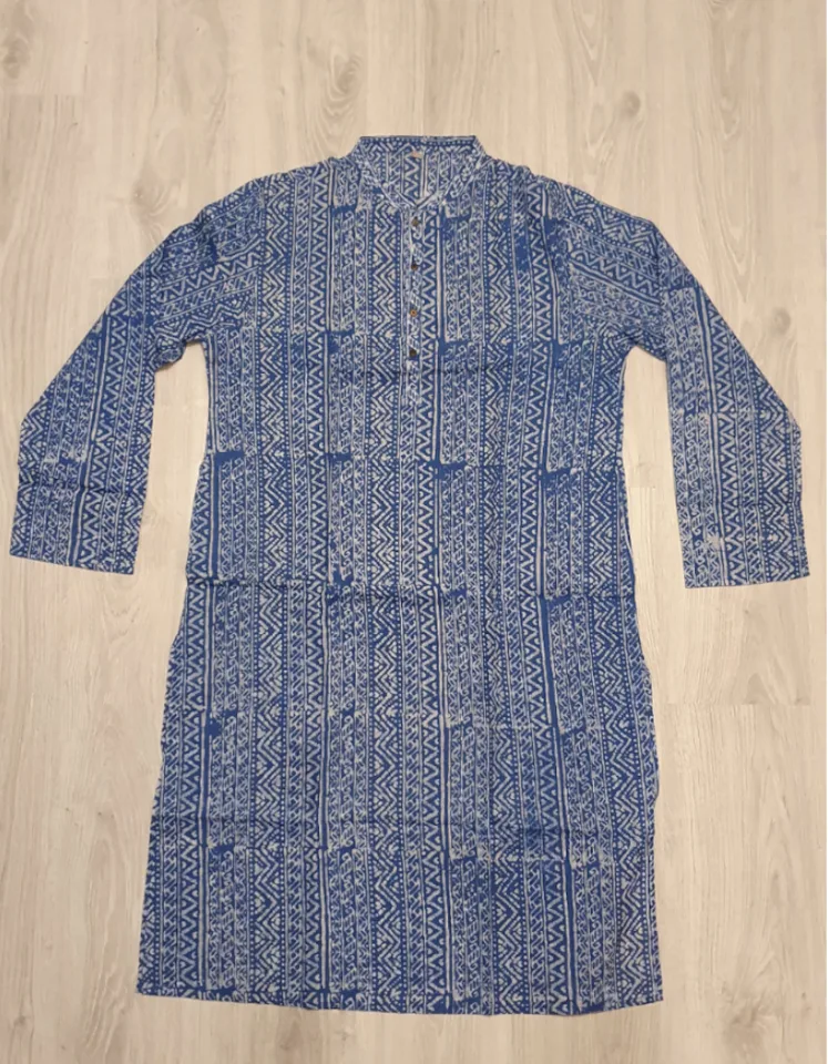 Punjabi- Traditional long Kurta- greneen Check, 1 pcs