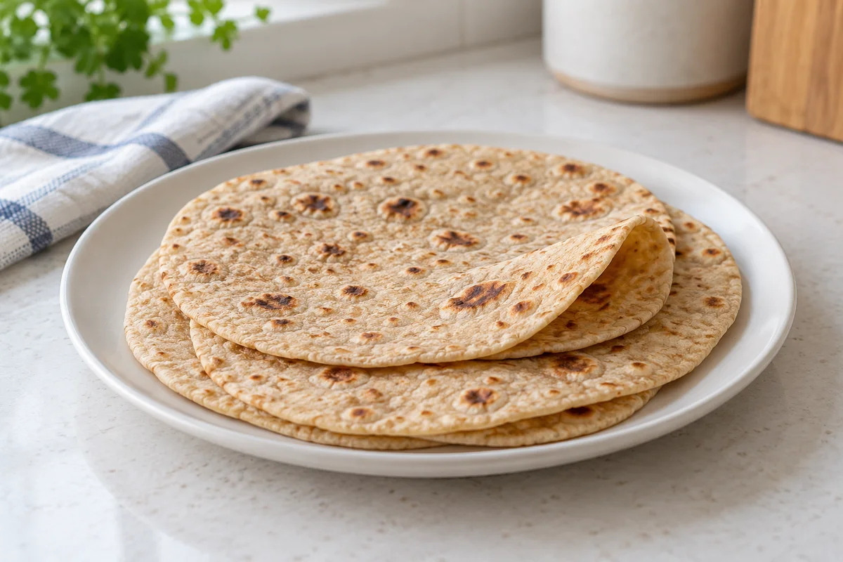 Chapati-Fladenbrote auf einem schlichten Teller