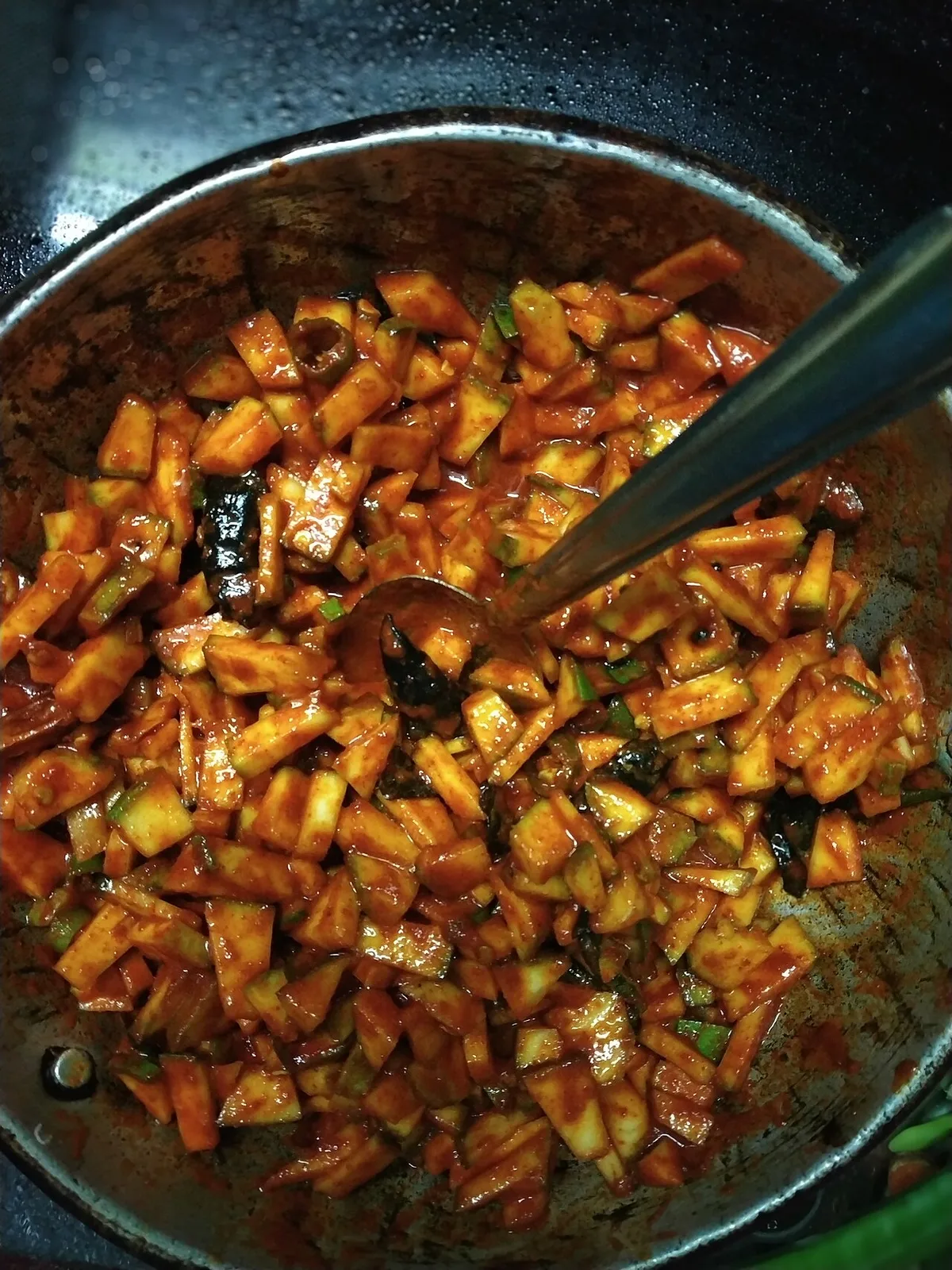 Mango pickle in a container