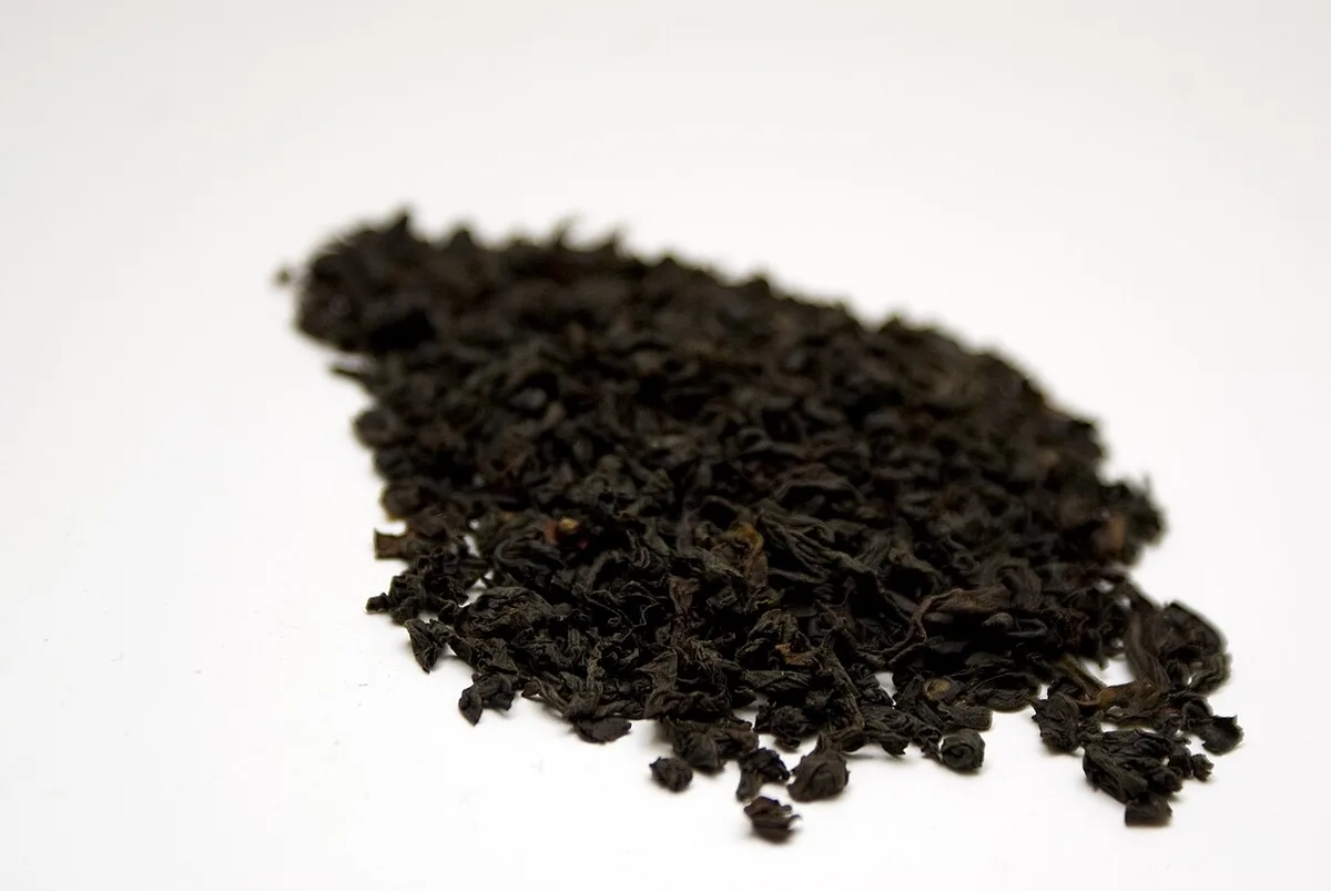 Loose black tea leaves