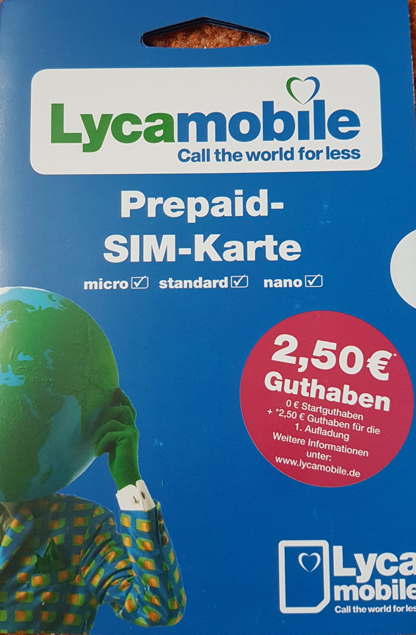 Lyca mobile sim card, micronanostandard, 2.50€.(Free) Tukwila Online Desi Grocery Store in